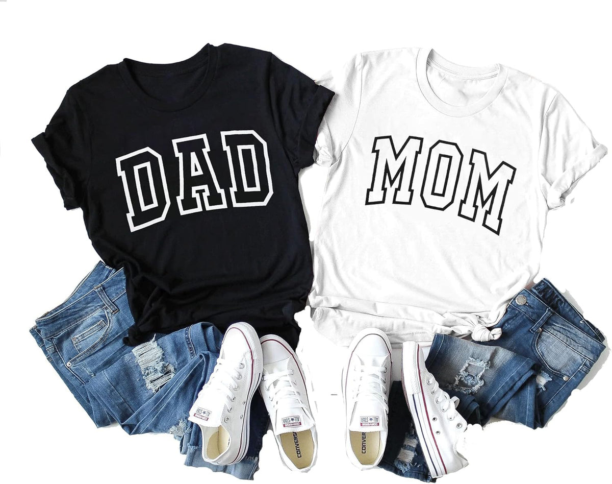 ASTANFY Dad Shirt Mom Shirt: Mom and Dad Matching Shirts Pregnancy Announcement T-Shirt Pregnancy Reveal Gifts Shirt