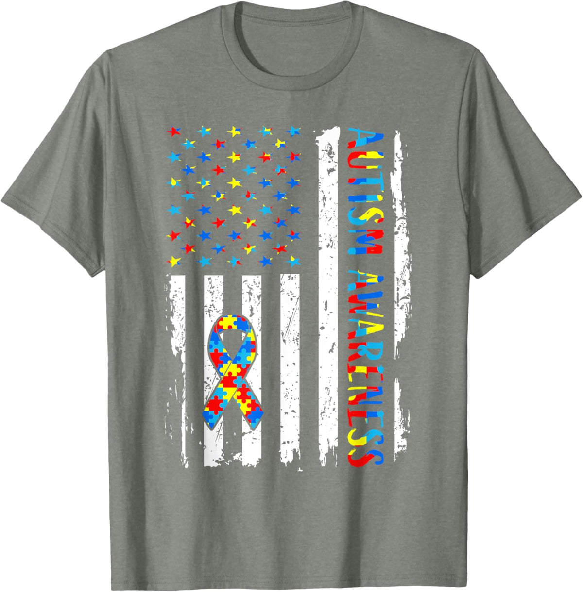 Autism Awareness Mom Dad USA flag Autistic Awareness Autism